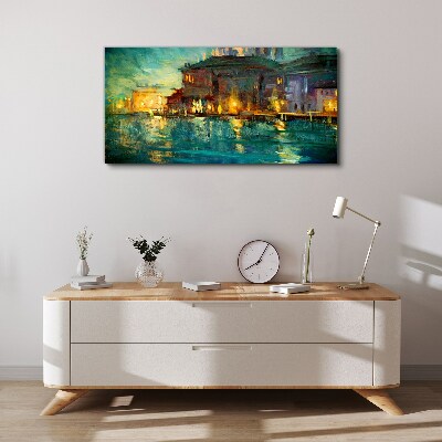 Evening glow over the water Print on canvas