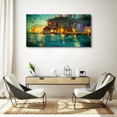Evening glow over the water Print on canvas
