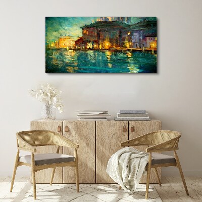 Evening glow over the water Print on canvas
