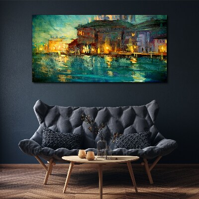 Evening glow over the water Print on canvas