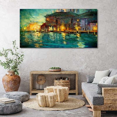 Evening glow over the water Print on canvas