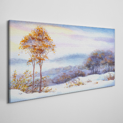 Winter landscape with trees Canvas wall art