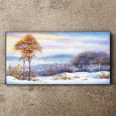 Winter landscape with trees Canvas wall art