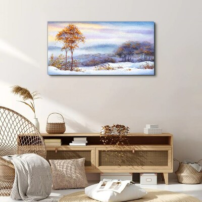 Winter landscape with trees Canvas wall art