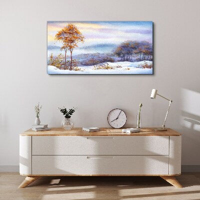 Winter landscape with trees Canvas wall art