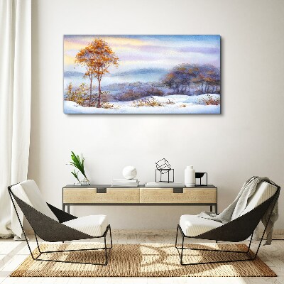 Winter landscape with trees Canvas wall art