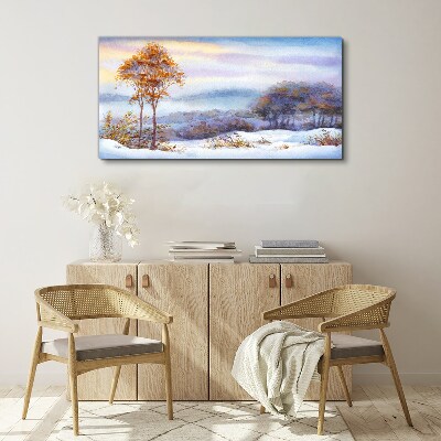 Winter landscape with trees Canvas wall art
