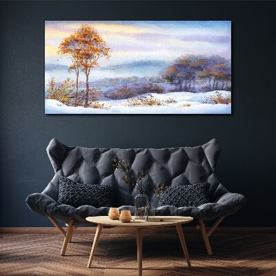 Winter landscape with trees Canvas wall art