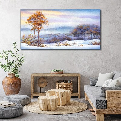 Winter landscape with trees Canvas wall art