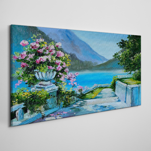 Romantic view over the lake Print on canvas