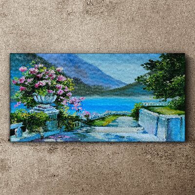 Romantic view over the lake Print on canvas