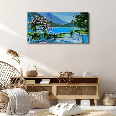 Romantic view over the lake Print on canvas