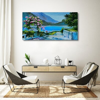 Romantic view over the lake Print on canvas