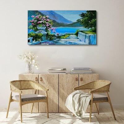 Romantic view over the lake Print on canvas
