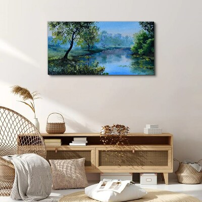 A peaceful landscape by the river Canvas wall art
