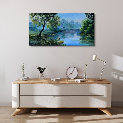 A peaceful landscape by the river Canvas wall art