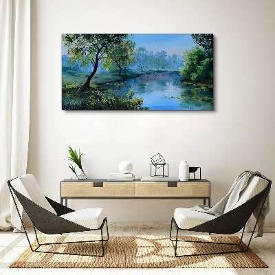 A peaceful landscape by the river Canvas wall art