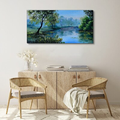 A peaceful landscape by the river Canvas wall art