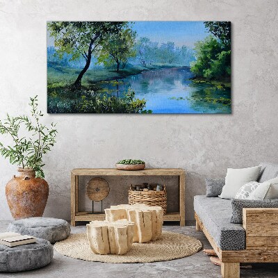 A peaceful landscape by the river Canvas wall art