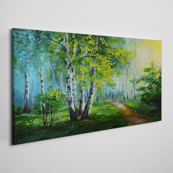 Green forest in the morning fog Print on canvas