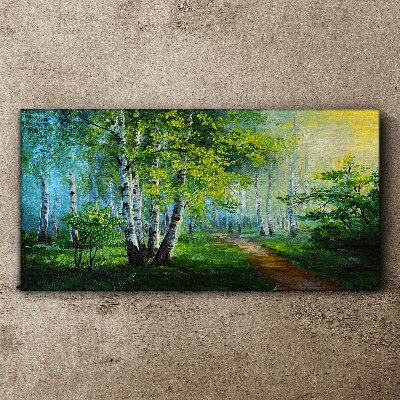 Green forest in the morning fog Print on canvas
