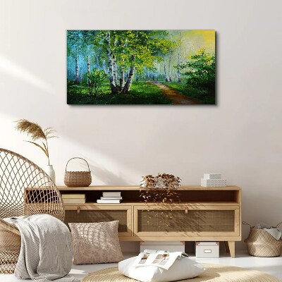 Green forest in the morning fog Print on canvas