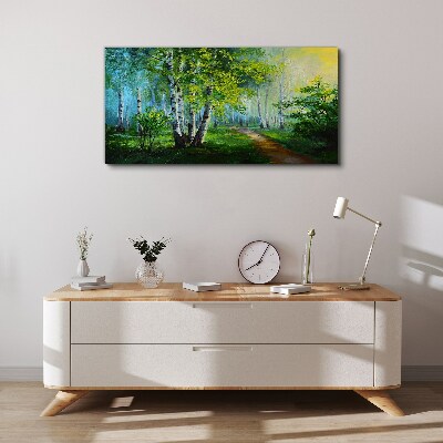 Green forest in the morning fog Print on canvas