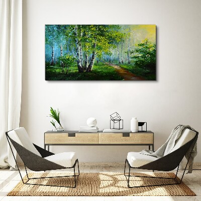 Green forest in the morning fog Print on canvas