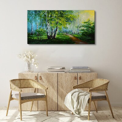 Green forest in the morning fog Print on canvas