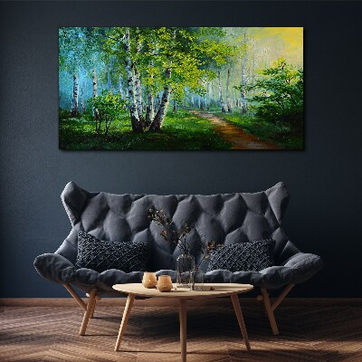 Green forest in the morning fog Print on canvas