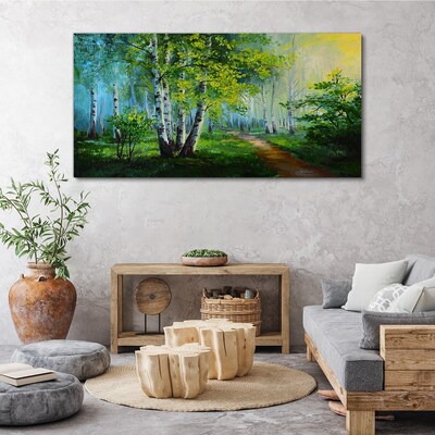 Green forest in the morning fog Print on canvas