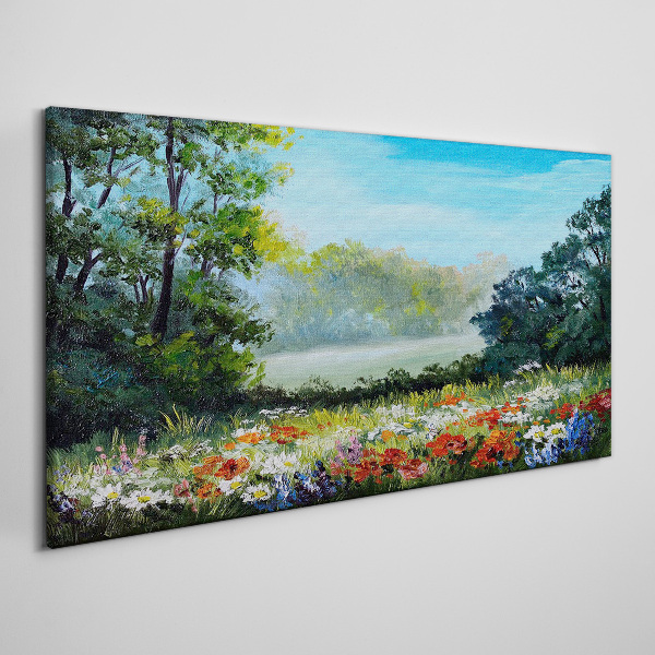 A flower landscape in the summer sun Print on canvas