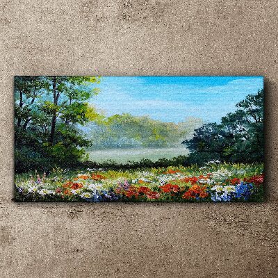 A flower landscape in the summer sun Print on canvas