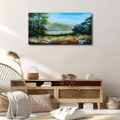 A flower landscape in the summer sun Print on canvas