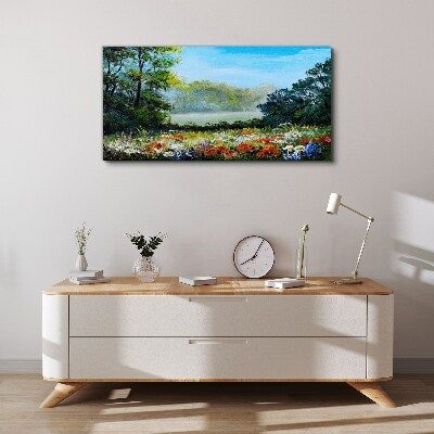 A flower landscape in the summer sun Print on canvas