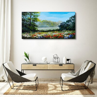 A flower landscape in the summer sun Print on canvas