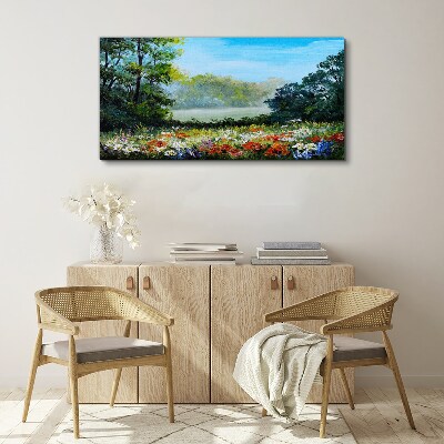 A flower landscape in the summer sun Print on canvas
