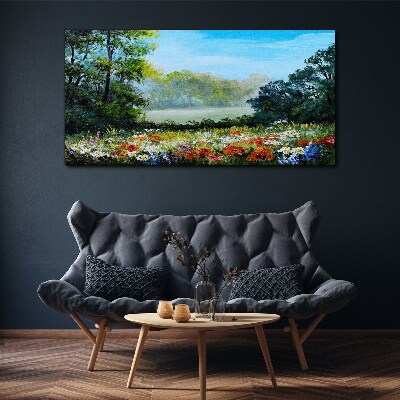 A flower landscape in the summer sun Print on canvas