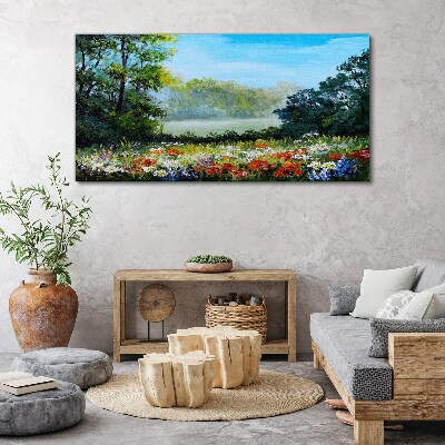 A flower landscape in the summer sun Print on canvas