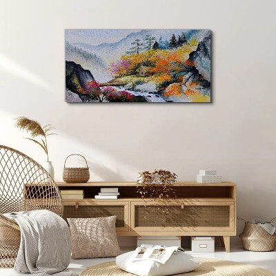 Autumn mountain panorama Canvas wall art