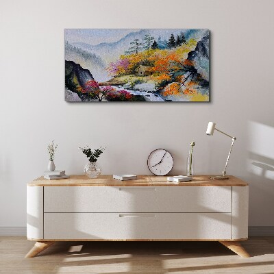 Autumn mountain panorama Canvas wall art