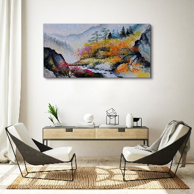 Autumn mountain panorama Canvas wall art