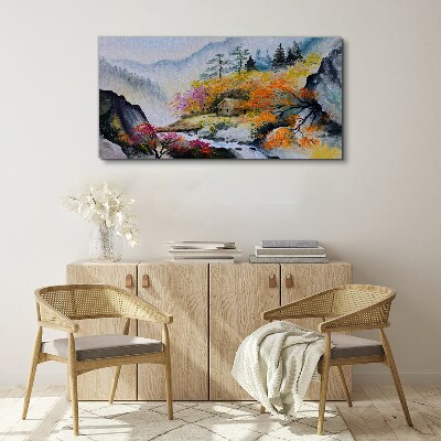 Autumn mountain panorama Canvas wall art