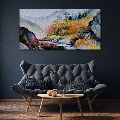 Autumn mountain panorama Canvas wall art