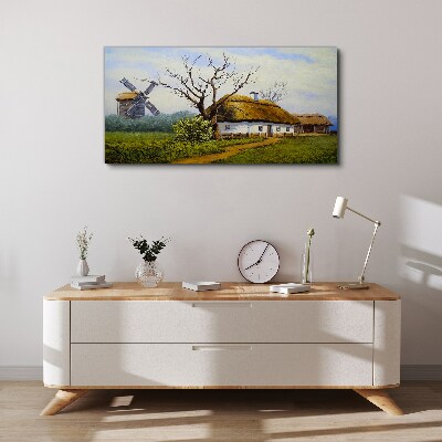 Countryside Scenery with a Windmill Canvas wall art