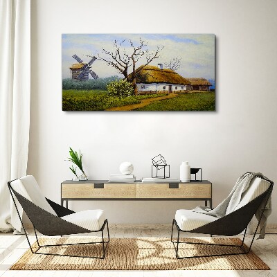 Countryside Scenery with a Windmill Canvas wall art