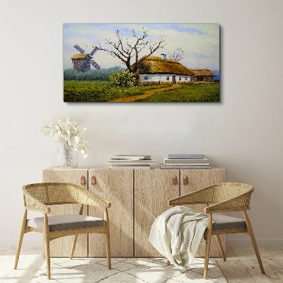 Countryside Scenery with a Windmill Canvas wall art