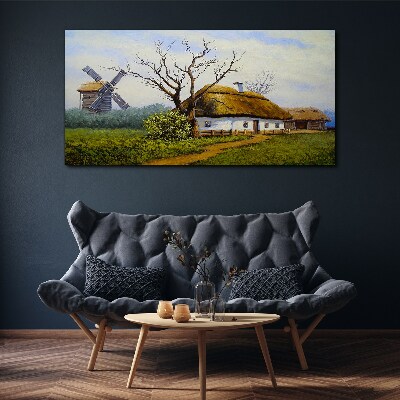 Countryside Scenery with a Windmill Canvas wall art