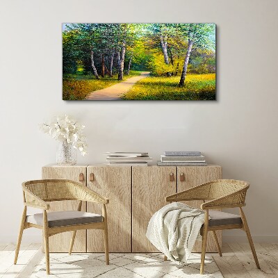 A quiet path in the forest Print on canvas