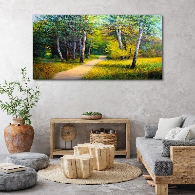 A quiet path in the forest Print on canvas